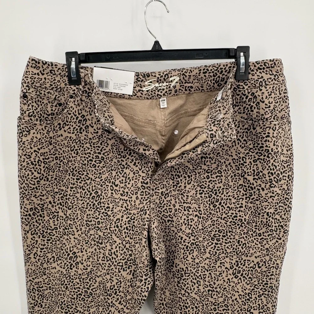 Seven7 Womens Tummyless High Rise Skinny Jeans Leopard Print Tan Black 20W‎ NEW